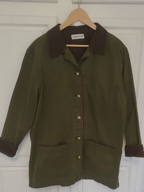 Cabin Creek Olive Green Utility Jacket with Brown Corduroy Collar